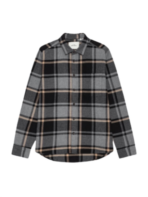 Les Deuc Check Flannel Shirt - Grey Melange
